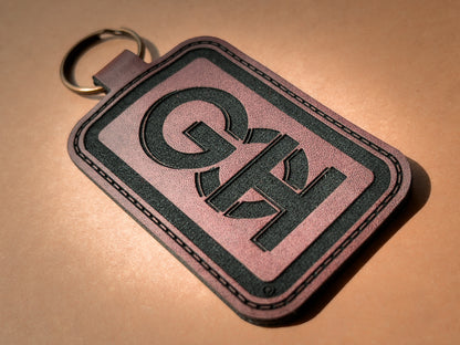 Custom Engraved Leatherette Keychain - Add Your Logo