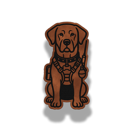 Tactical Labrador dog leatherette morale patch in saddle chestnut