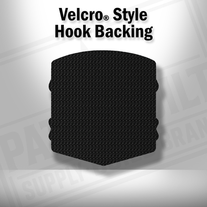 Hook backing shown on Low Expectations Male patch