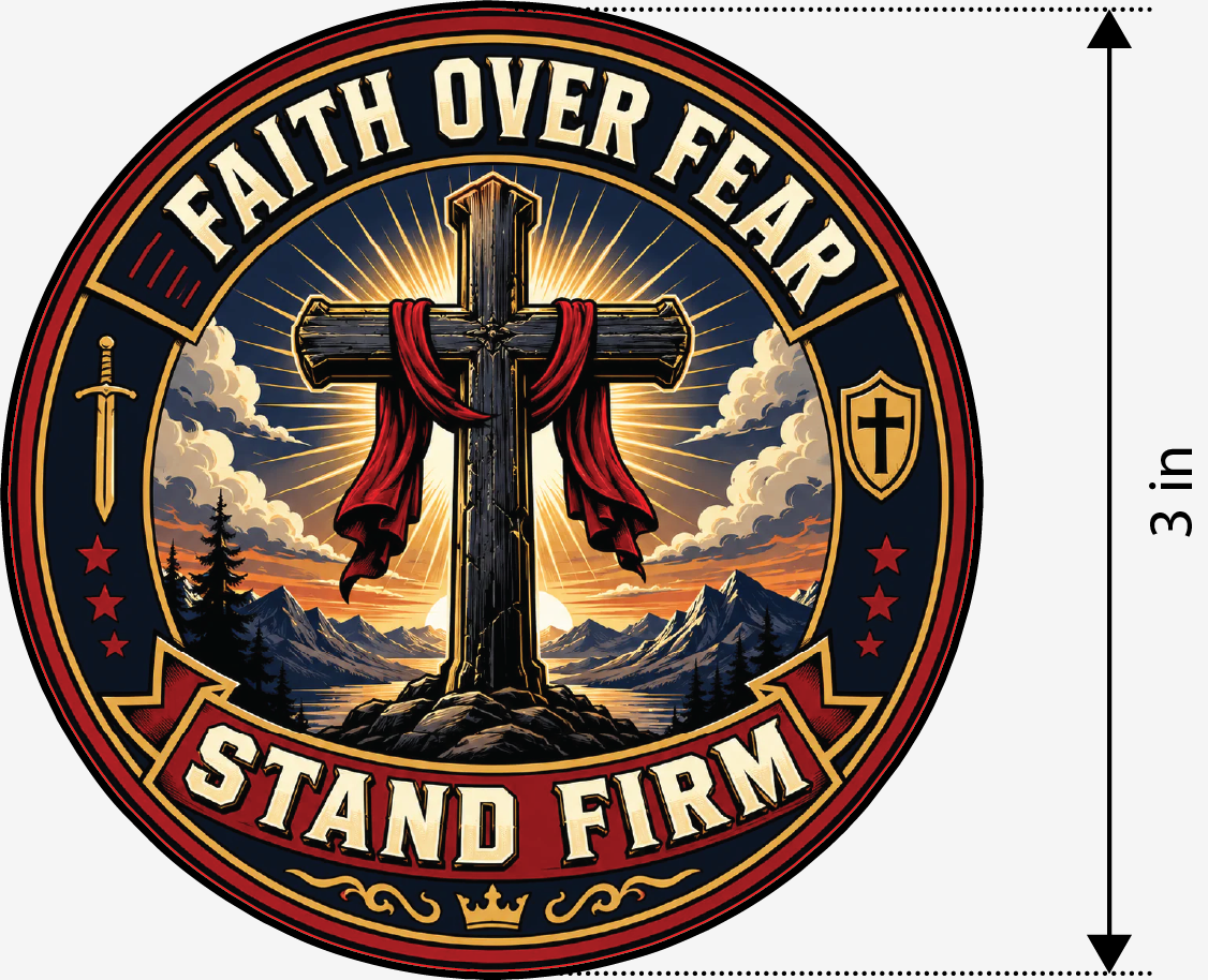 PREORDER - Faith Over Fear Stand Firm Christian Cross – Leatherette Morale Patch