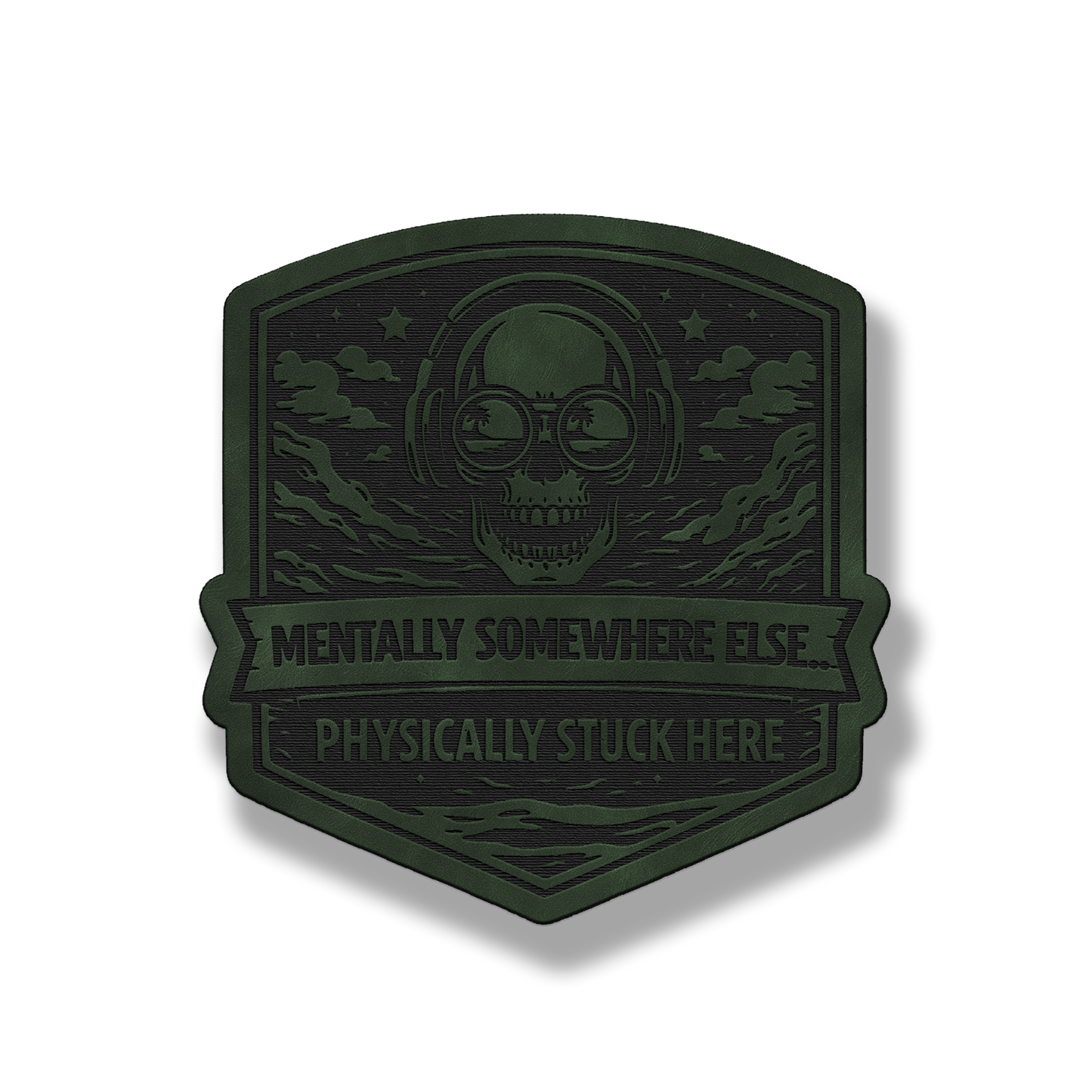 Mentally Somewhere Else Skull Patch – Leatherette Morale Patch