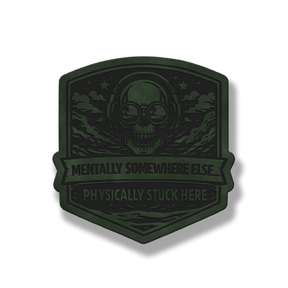 Mentally Somewhere Else Skull Patch – Leatherette Morale Patch