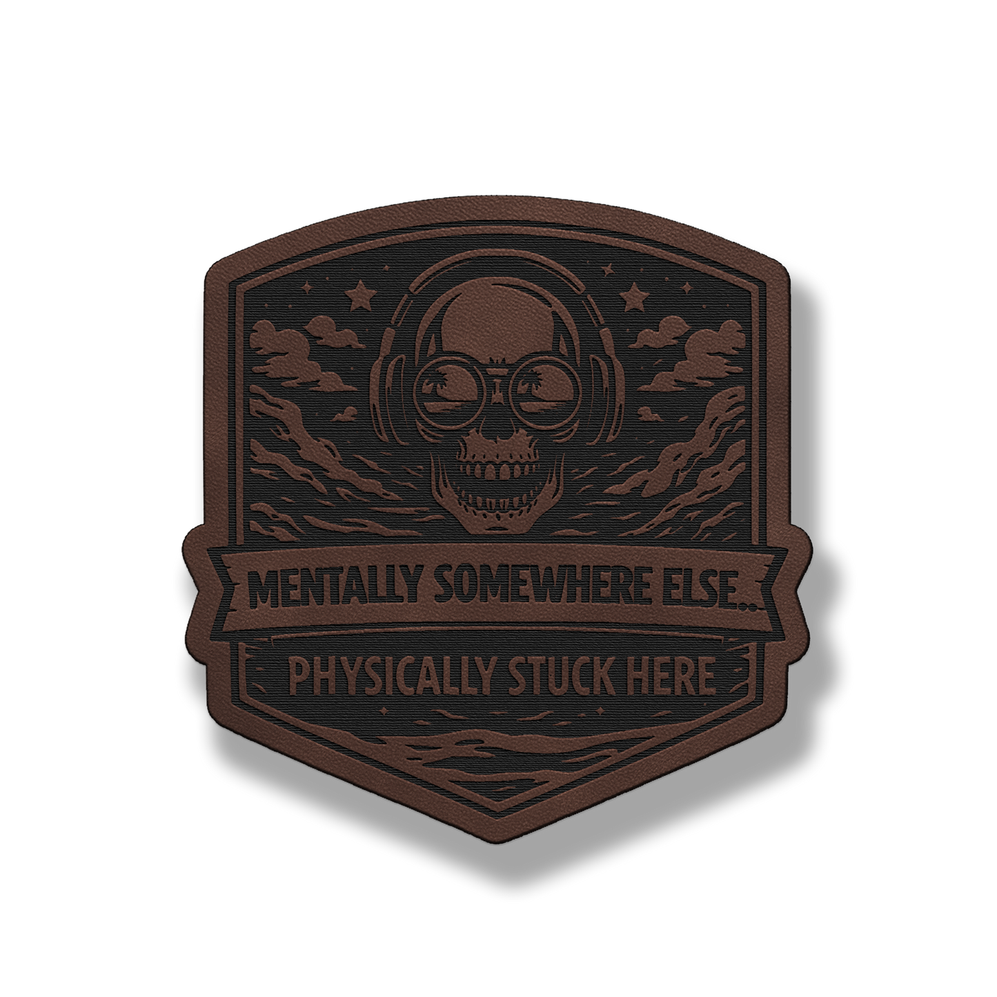Mentally Somewhere Else Skull Patch – Leatherette Morale Patch