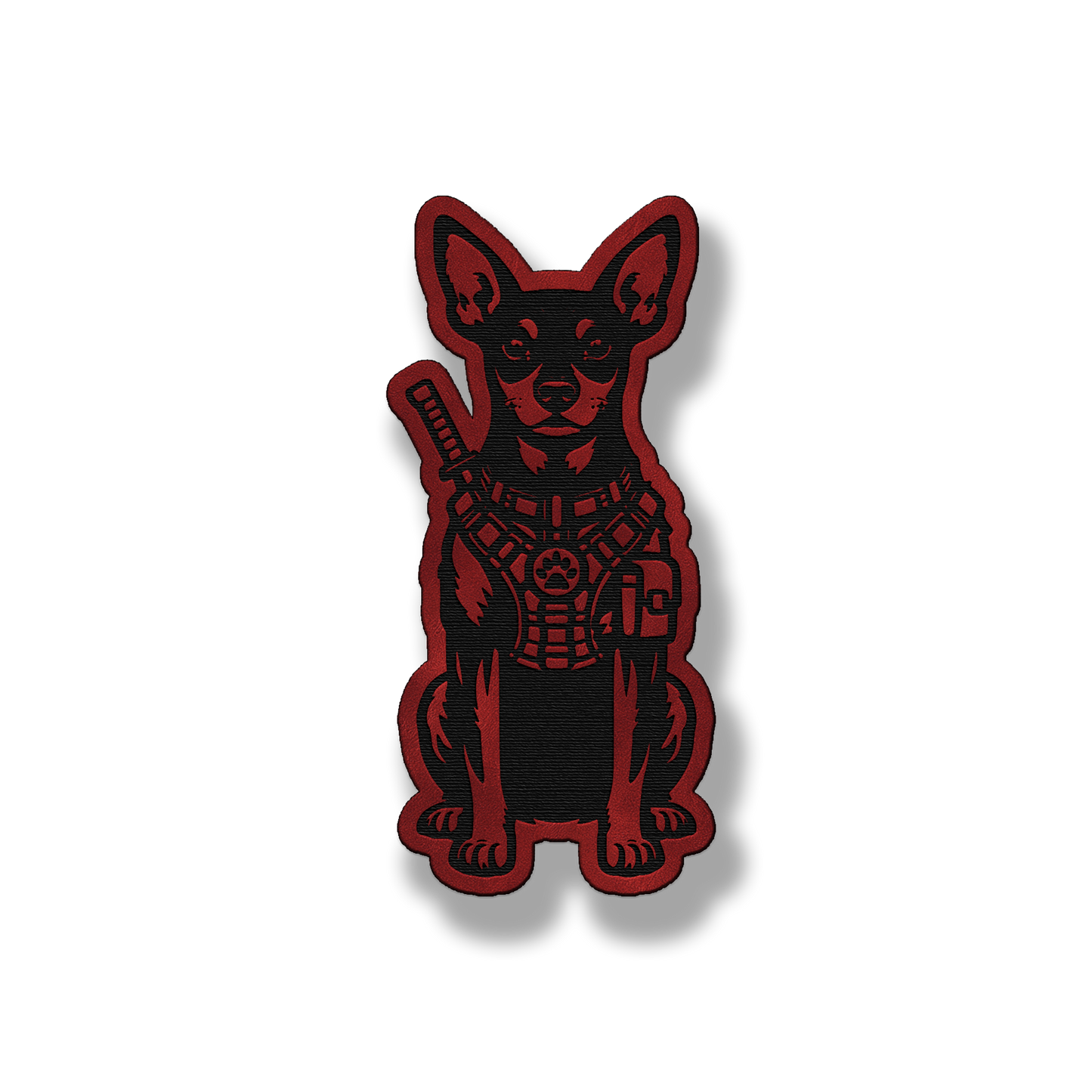 Tactical Miniature Pinscher patch in saddle red leatherette