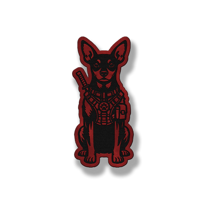 Tactical Miniature Pinscher patch in saddle red leatherette