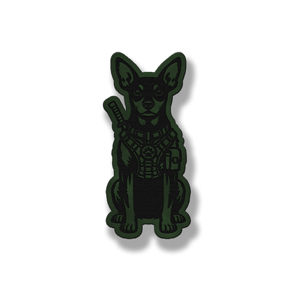 Tactical Miniature Pinscher patch in saddle green leatherette
