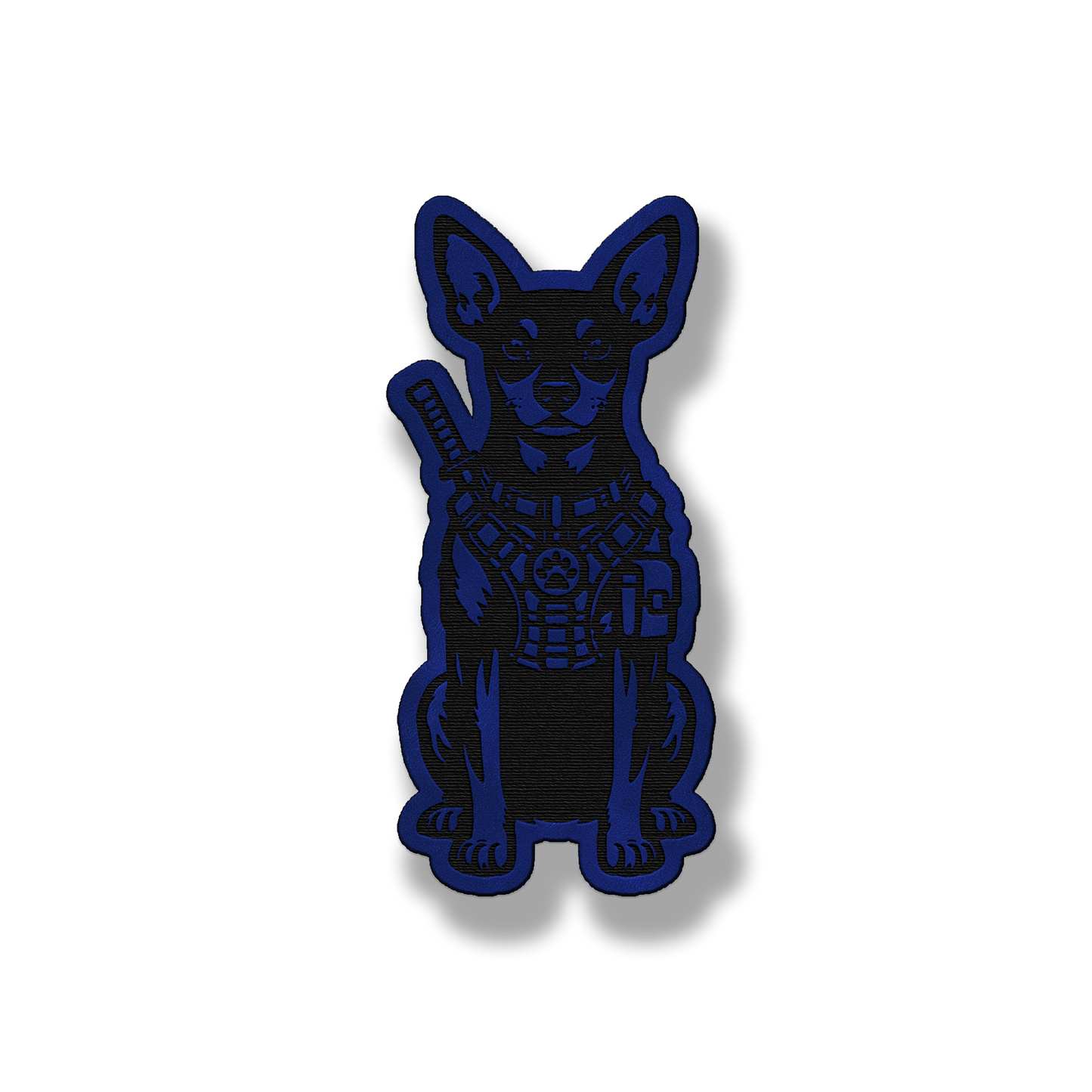 Tactical Miniature Pinscher patch in saddle blue leatherette