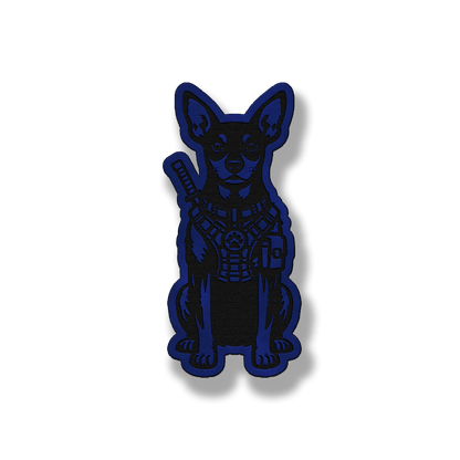 Tactical Miniature Pinscher patch in saddle blue leatherette