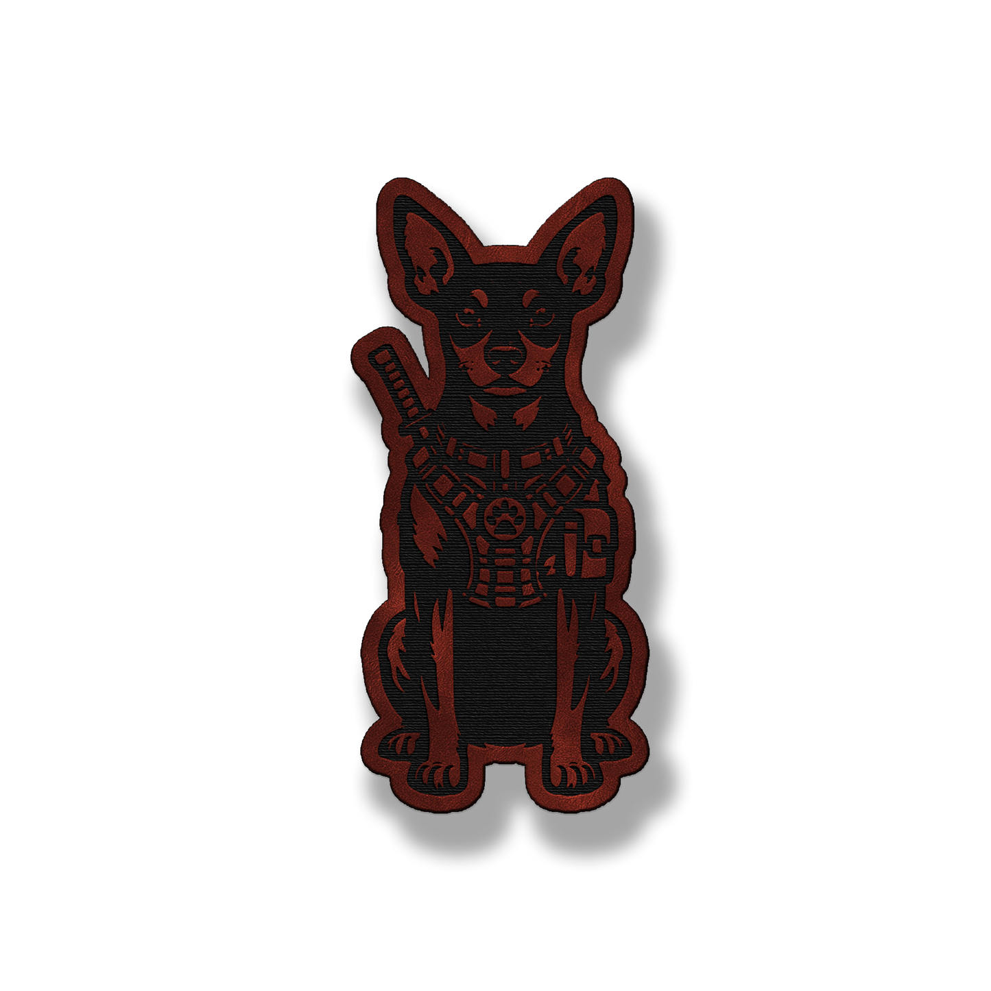 Tactical Miniature Pinscher patch in saddle dark brown leatherette