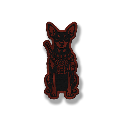 Tactical Miniature Pinscher patch in saddle dark brown leatherette