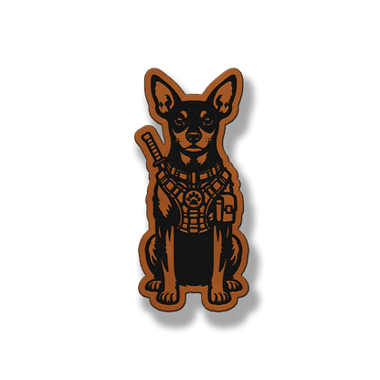 Tactical Miniature Pinscher patch in classic chestnut brown leatherette