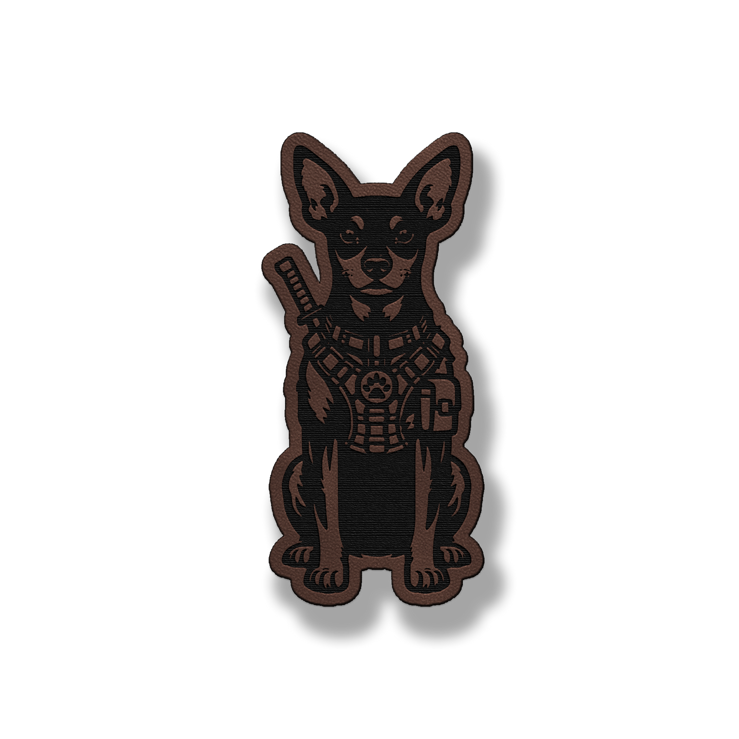 Tactical Miniature Pinscher patch in classic light brown leatherette