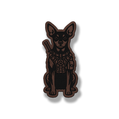 Tactical Miniature Pinscher patch in classic light brown leatherette