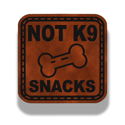 Not K9 Snacks leatherette morale patch in saddle chestnut