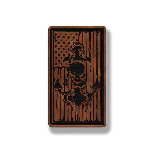Anchored Skull American Flag – Leatherette Morale Patch
