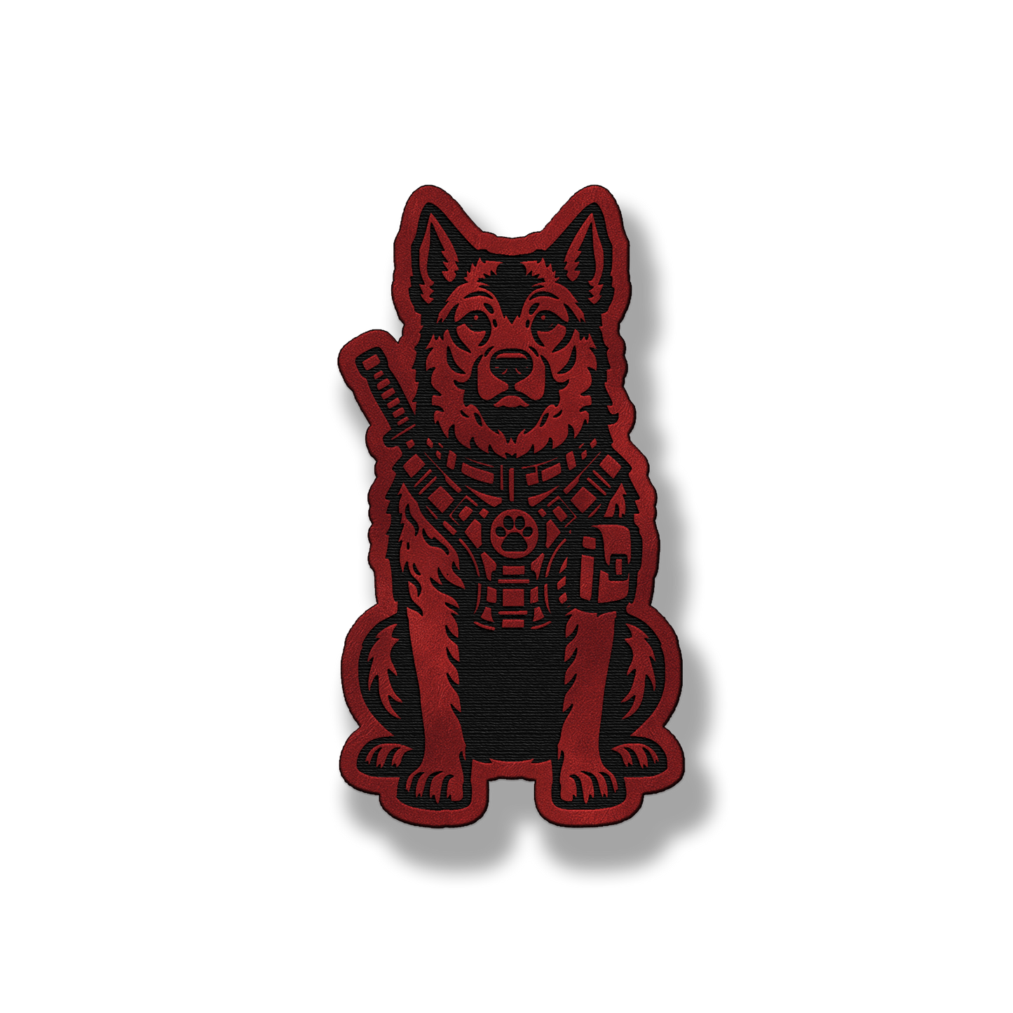 Tactical Norwegian Elkhound dog patch in saddle red leatherette
