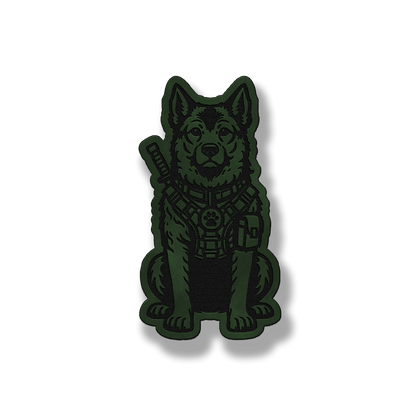 Tactical Norwegian Elkhound dog patch in saddle green leatherette
