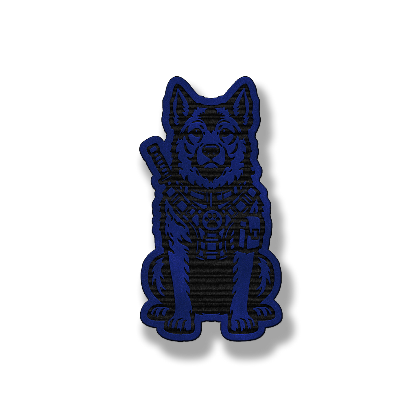 Tactical Norwegian Elkhound dog patch in saddle blue leatherette