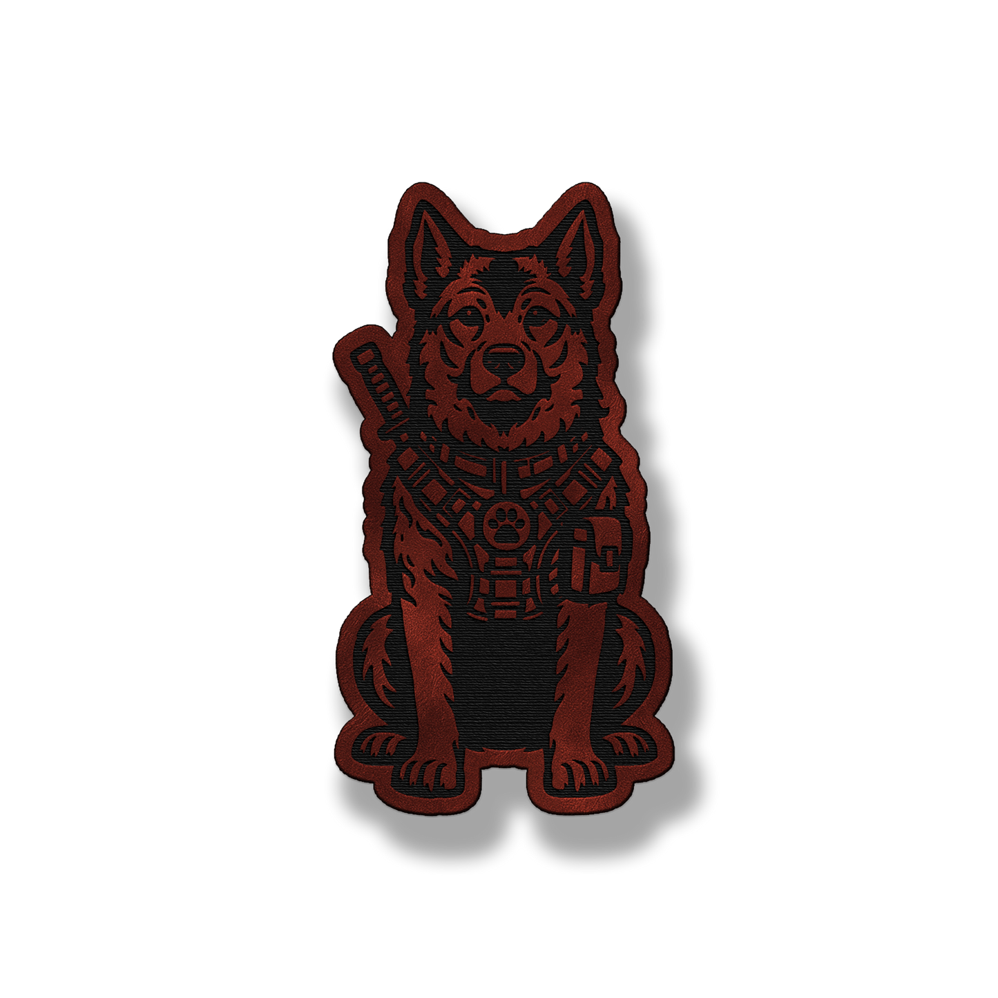 Tactical Norwegian Elkhound dog patch in saddle dark brown leatherette