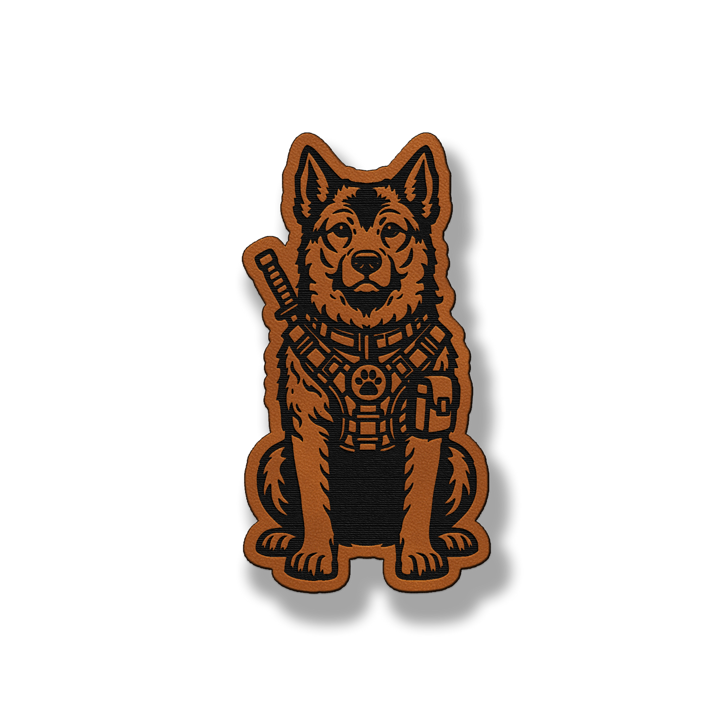 Tactical Norwegian Elkhound dog patch in classic chestnut brown leatherette