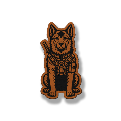 Tactical Norwegian Elkhound dog patch in classic chestnut brown leatherette