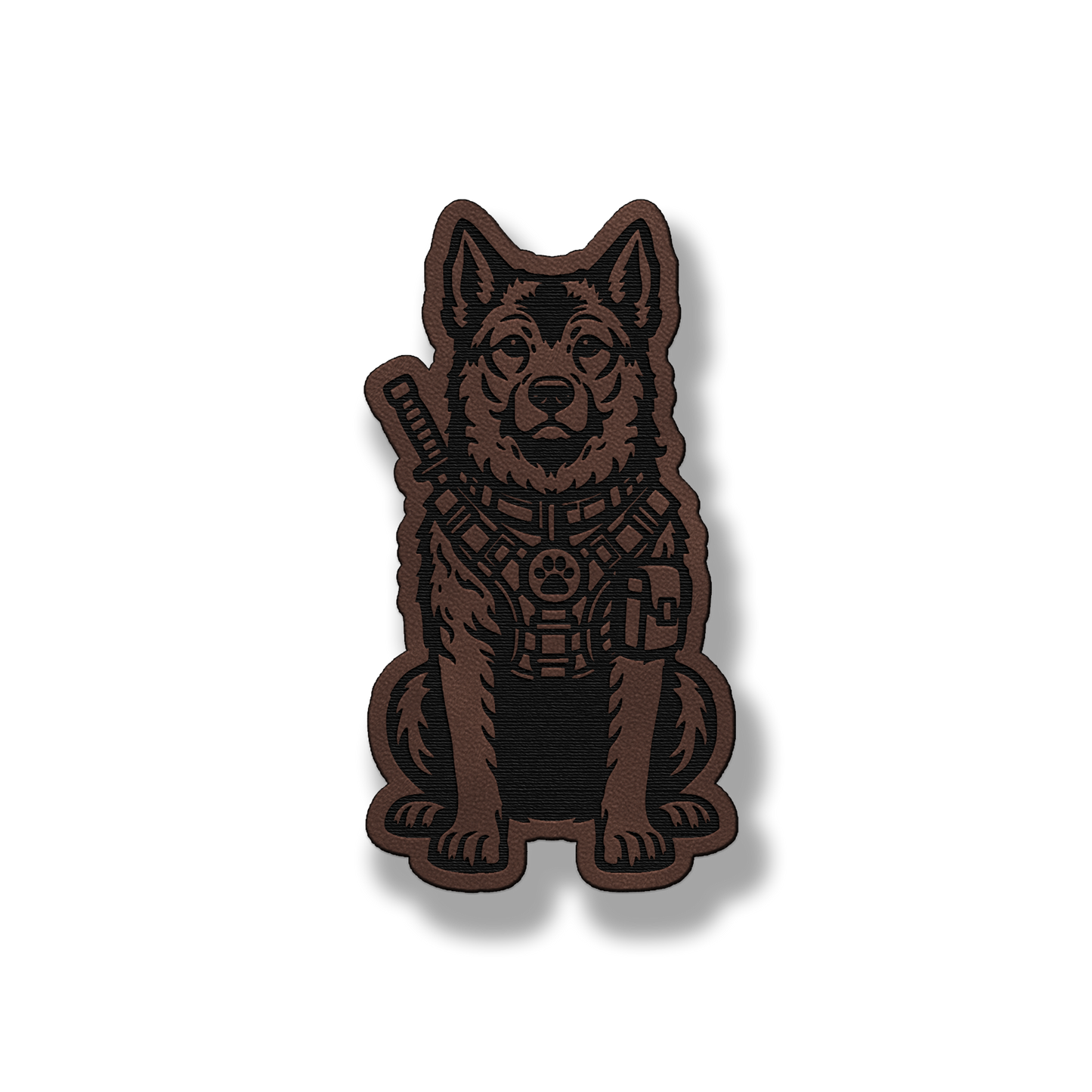 Tactical Norwegian Elkhound dog patch in classic light brown leatherette