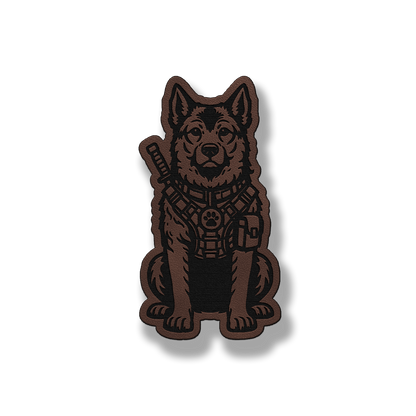 Tactical Norwegian Elkhound dog patch in classic light brown leatherette