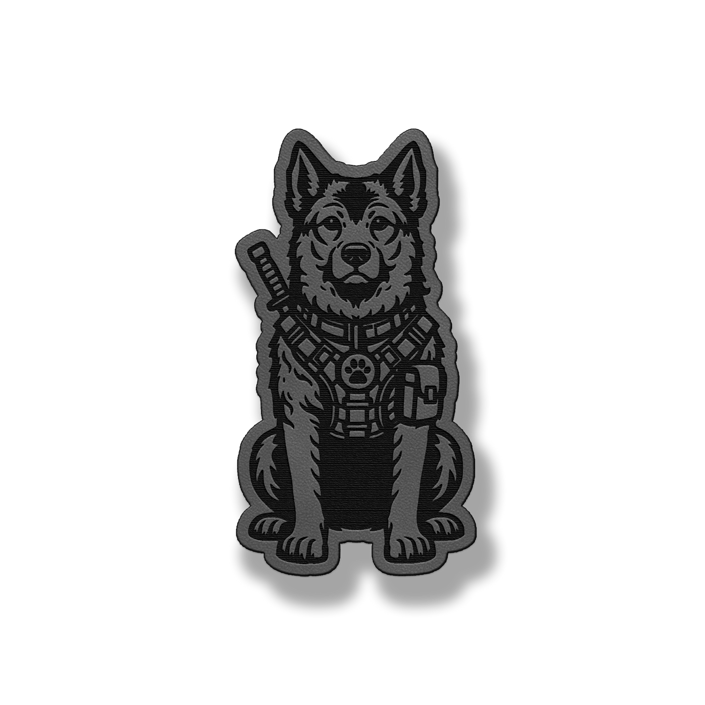 Tactical Norwegian Elkhound dog patch in classic gray leatherette