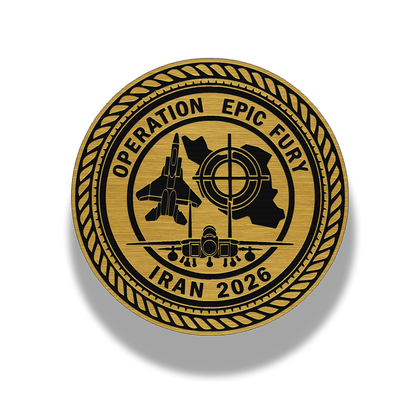 Operation Epic Fury commemorative emblem lifetime patch in gold acrylic