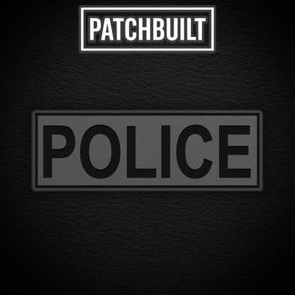 POLICE – Large Gray Leatherette Patch (Hook & Loop or Iron-On)