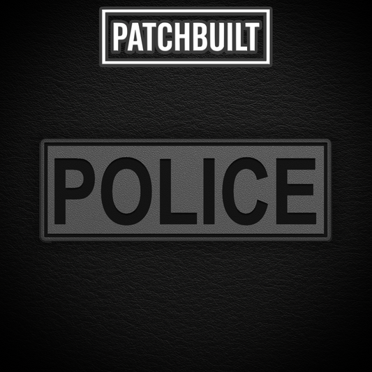 POLICE – Large Gray Leatherette Patch (Hook & Loop or Iron-On)