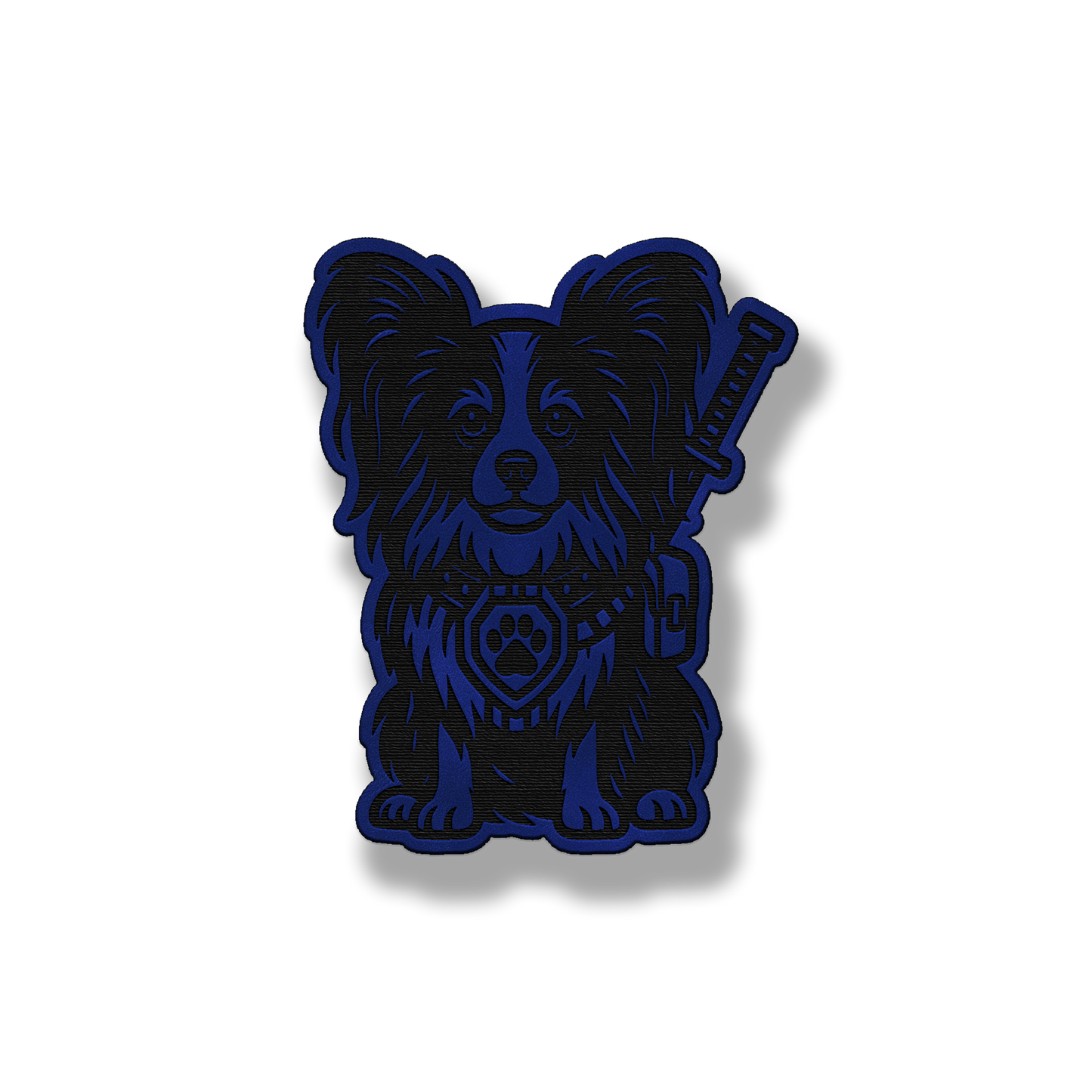 Papillon tactical dog patch in saddle blue leatherette