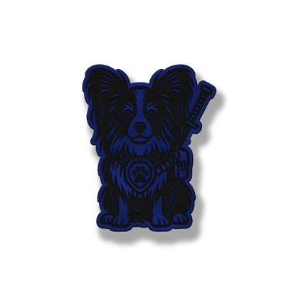 Papillon tactical dog patch in saddle blue leatherette