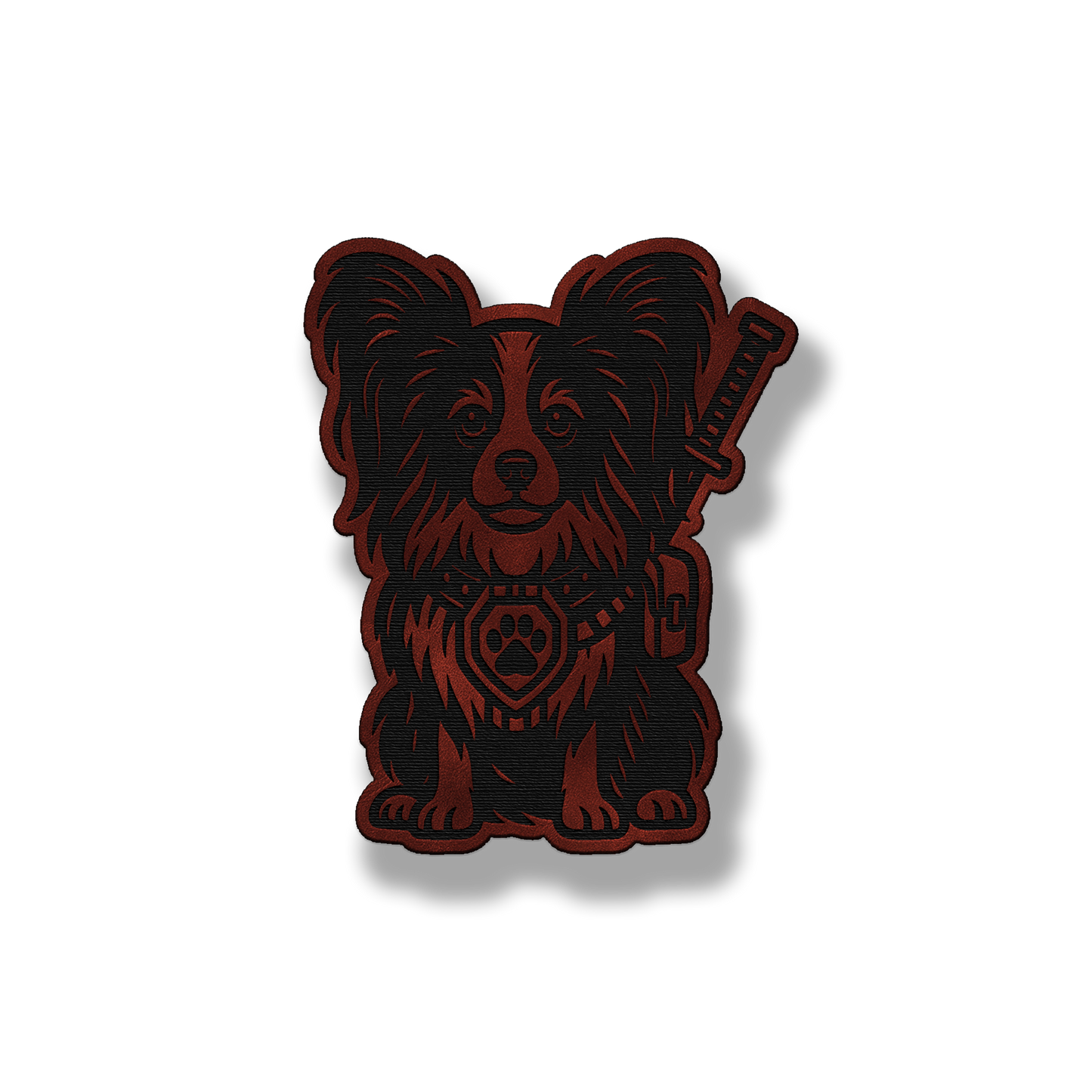 Papillon tactical dog patch in saddle dark brown leatherette