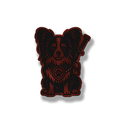 Papillon tactical dog patch in saddle dark brown leatherette