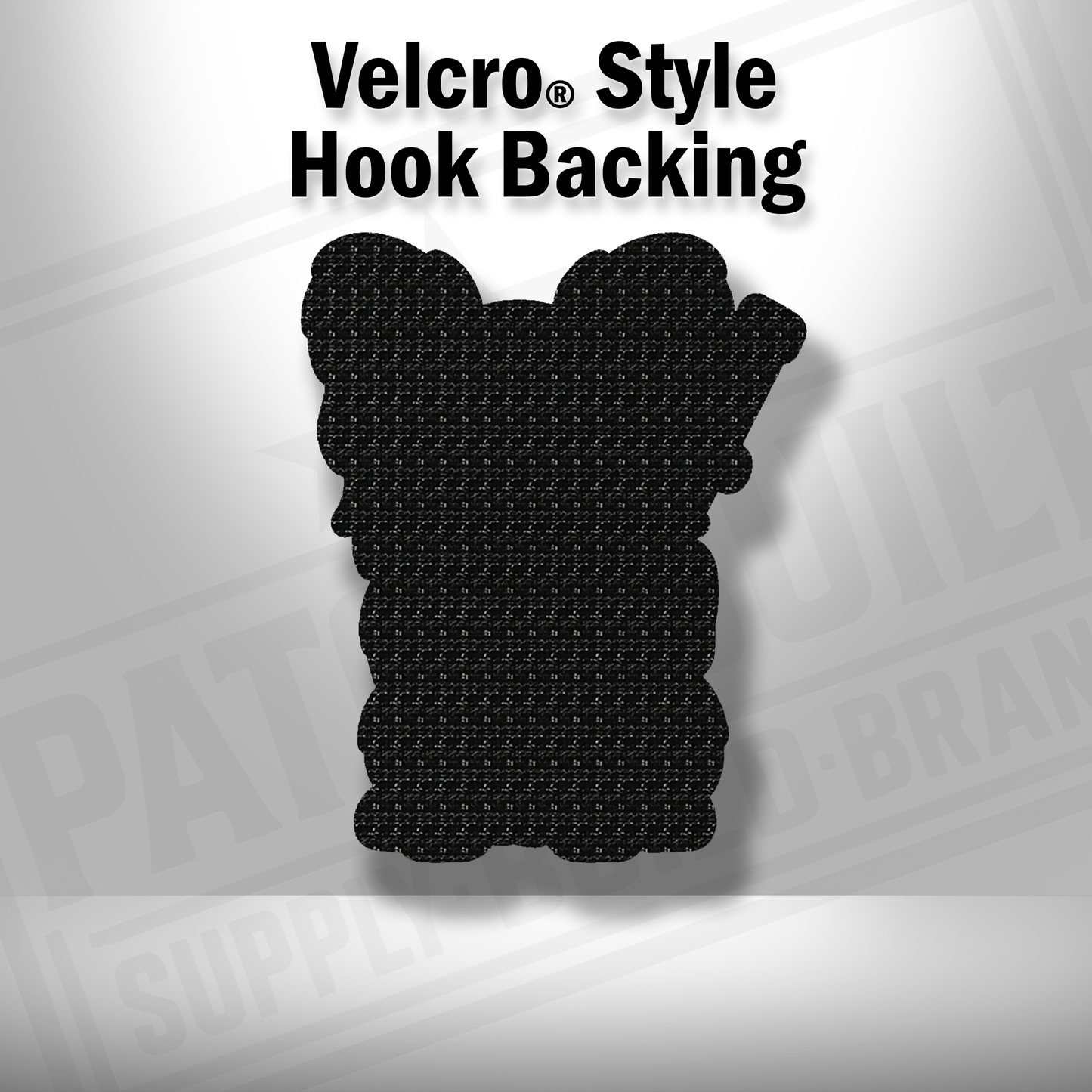 Hook backing shown on Papillon tactical dog leatherette patch