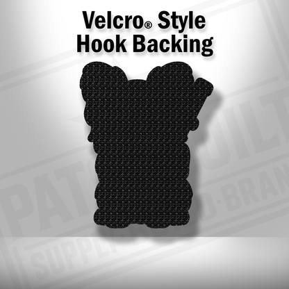 Hook backing shown on Papillon tactical dog leatherette patch