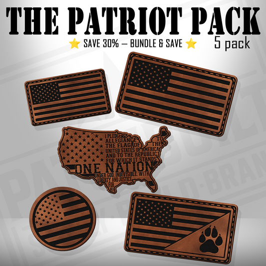 American Pride 5-Pack Patch Bundle – Leatherette Flag & Patriot Collection