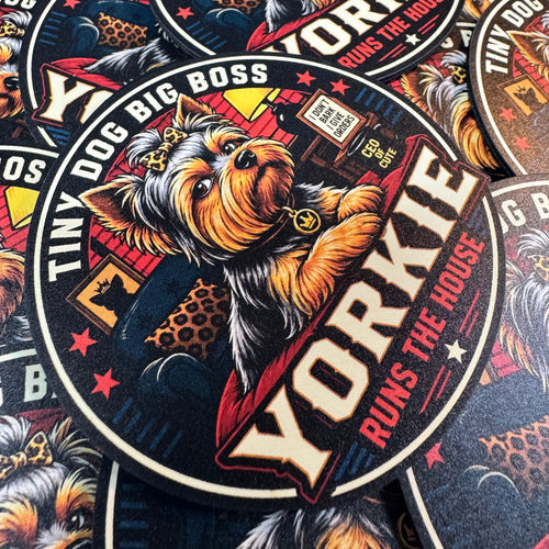PREORDER - Yorkie Tiny Dog Big Boss Runs the House – Leatherette Morale Patch