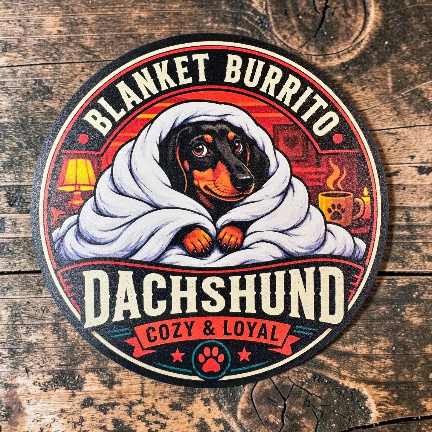 PREORDER - Dachshund Blanket Burrito Cozy and Loyal – Leatherette Morale Patch