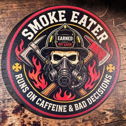 PREORDER - Smoke Eater Runs on Caffeine and Bad Decisions – Leatherette Morale Patch