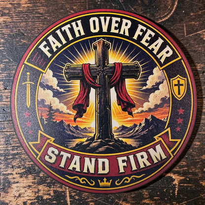 PREORDER - Faith Over Fear Stand Firm Christian Cross – Leatherette Morale Patch