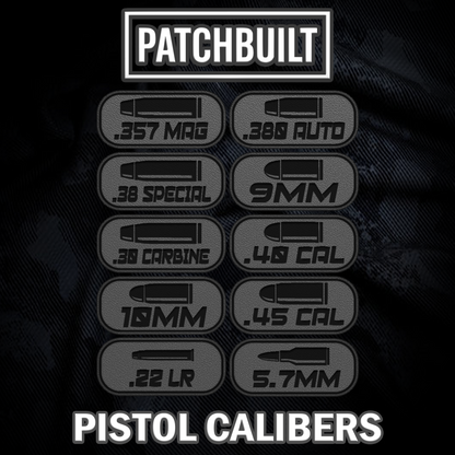 Pistol Caliber Velcro® Patch Tags – Hook Backed with Sticky Loop Mount