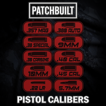 Pistol Caliber Velcro® Patch Tags – Hook Backed with Sticky Loop Mount