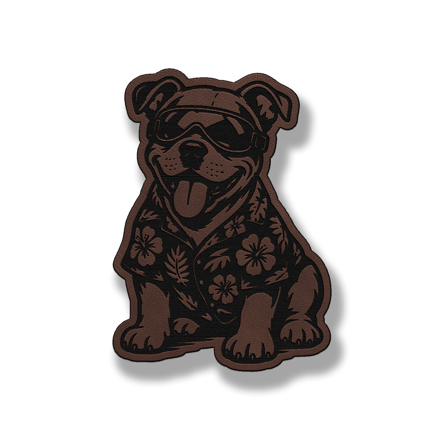 Beach Pitbull dog patch in classic light brown leatherette