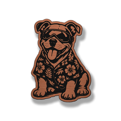 Beach Pitbull dog acrylic morale patch in copper