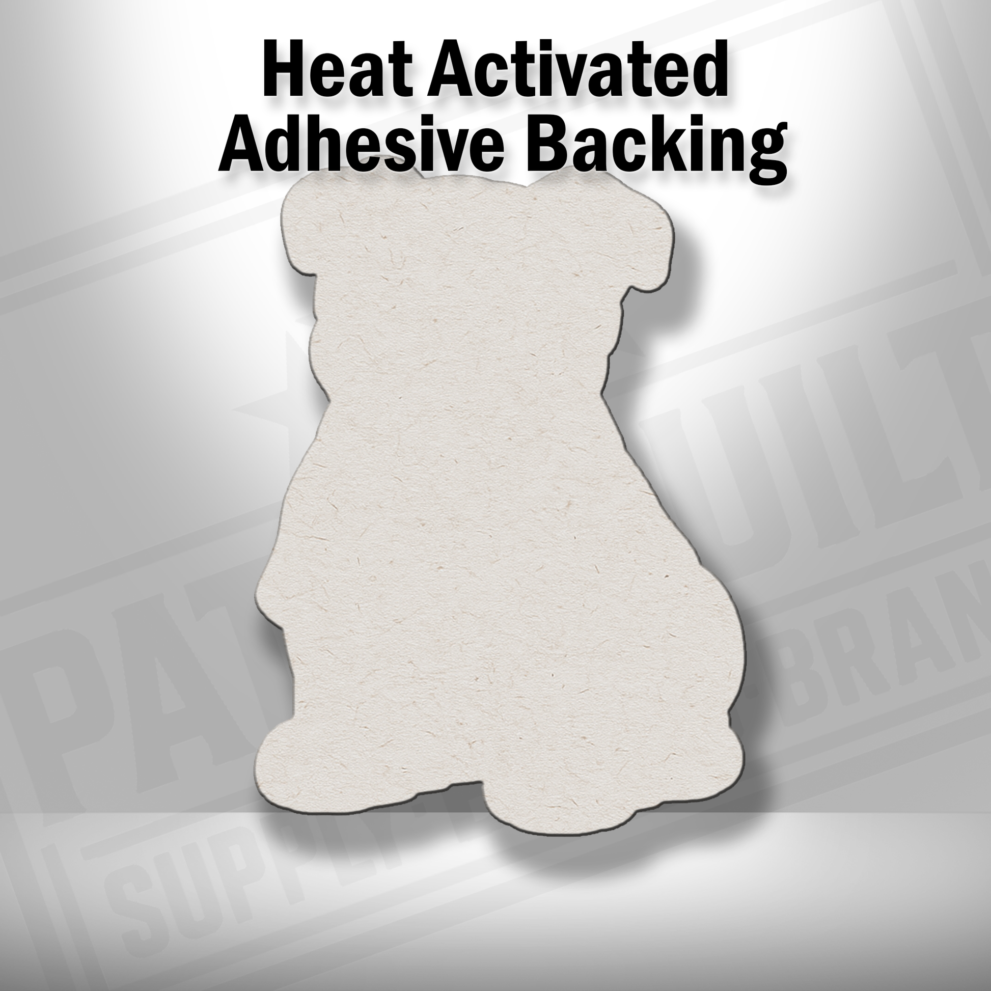 Heat-activated adhesive backing shown on Beach Pitbull dog patch