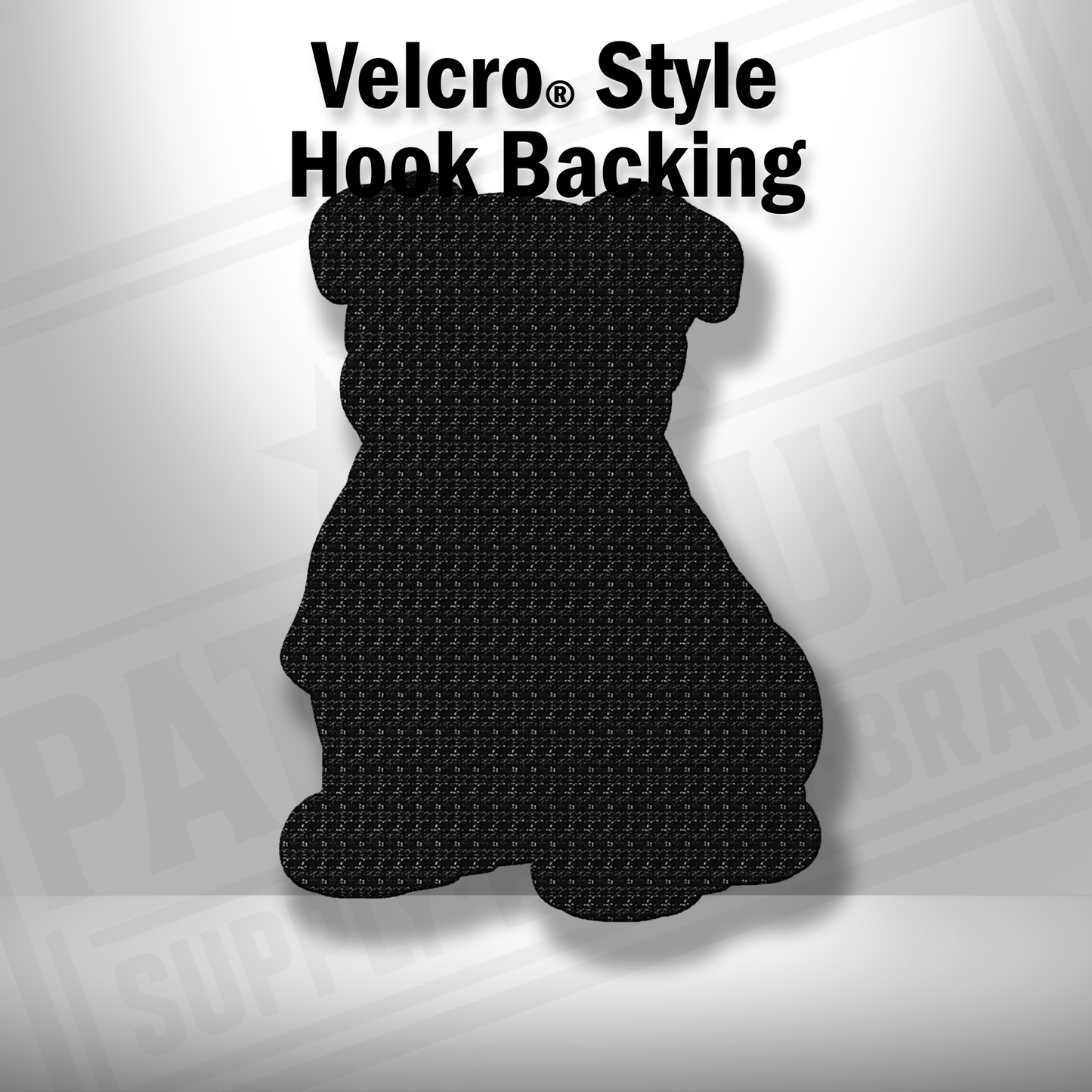 Hook backing shown on Beach Pitbull dog leatherette patch