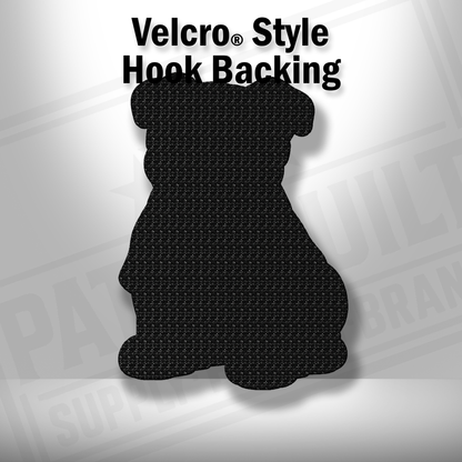 Hook backing shown on Beach Pitbull dog leatherette patch