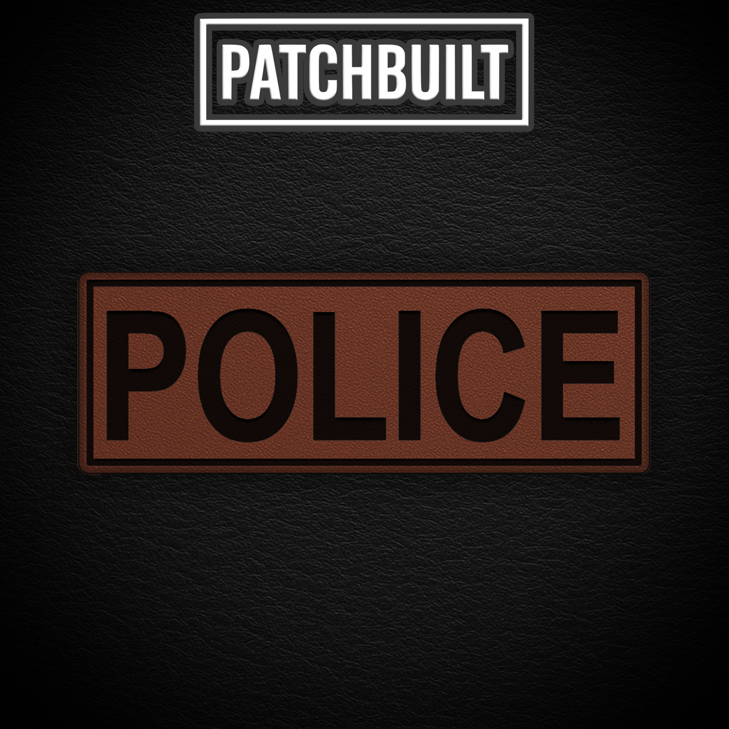 POLICE – Large Brown Leatherette Patch (Hook & Loop or Iron-On)